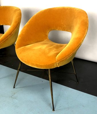 Gold Velvet Armchairs by Silvio Cavatorta, 1950s, Set of 2-OT-993974