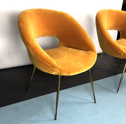 Gold Velvet Armchairs by Silvio Cavatorta, 1950s, Set of 2-OT-993974