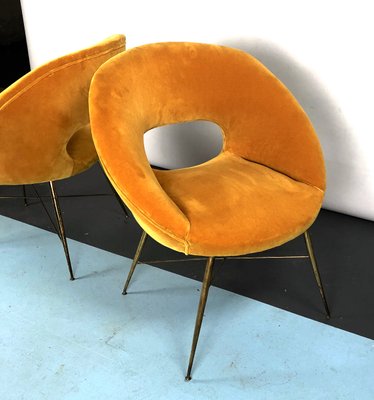 Gold Velvet Armchairs by Silvio Cavatorta, 1950s, Set of 2-OT-993974