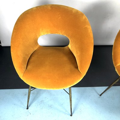 Gold Velvet Armchairs by Silvio Cavatorta, 1950s, Set of 2-OT-993974