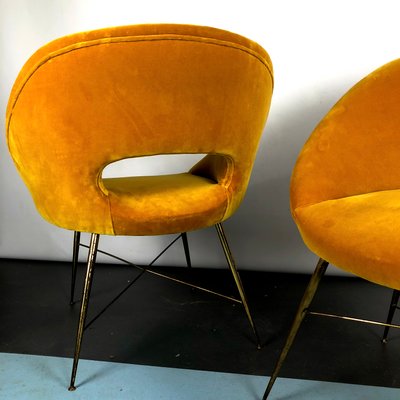 Gold Velvet Armchairs by Silvio Cavatorta, 1950s, Set of 2-OT-993974