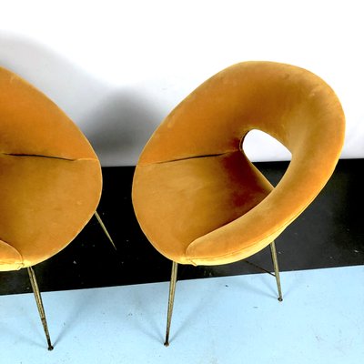 Gold Velvet Armchairs by Silvio Cavatorta, 1950s, Set of 2-OT-993974