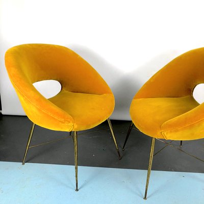 Gold Velvet Armchairs by Silvio Cavatorta, 1950s, Set of 2-OT-993974