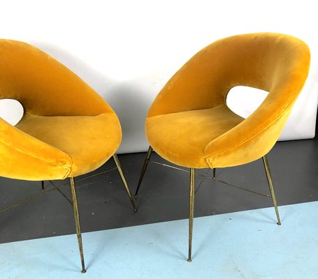 Gold Velvet Armchairs by Silvio Cavatorta, 1950s, Set of 2-OT-993974