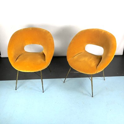 Gold Velvet Armchairs by Silvio Cavatorta, 1950s, Set of 2-OT-993974