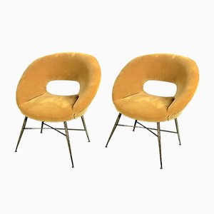 Gold Velvet Armchairs by Silvio Cavatorta, 1950s, Set of 2-OT-993974