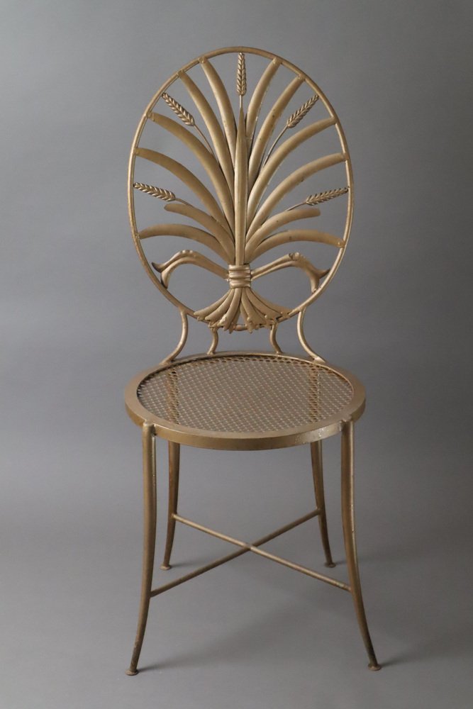 Gold Wheat Chair by S. Salvadori, Florence, 1960s