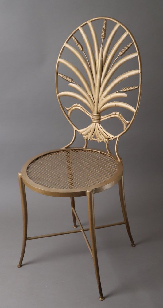 Gold Wheat Chair by S. Salvadori, Florence, 1960s