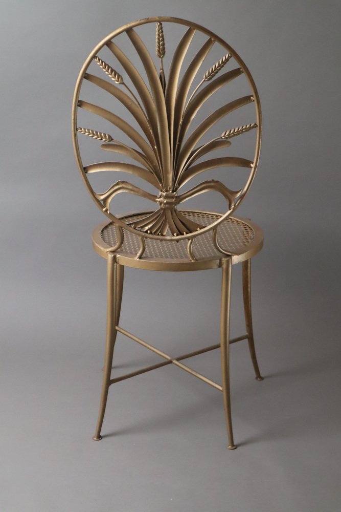 Gold Wheat Chair by S. Salvadori, Florence, 1960s