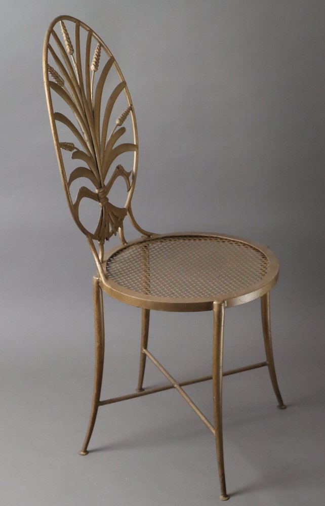 Gold Wheat Chair by S. Salvadori, Florence, 1960s