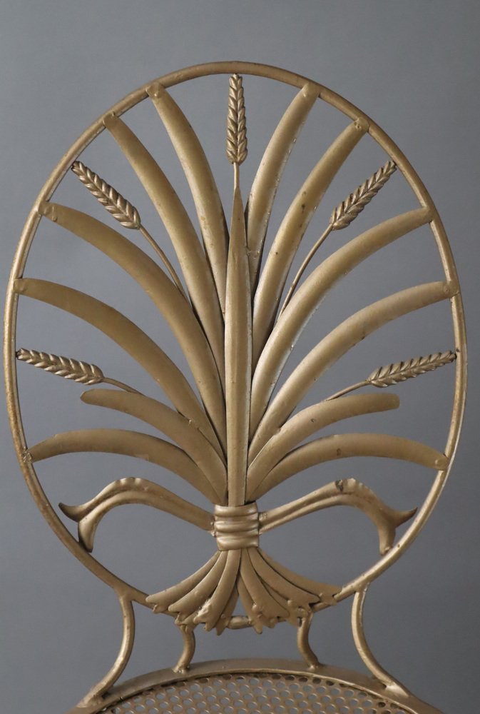 Gold Wheat Chair by S. Salvadori, Florence, 1960s