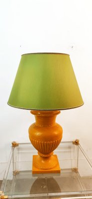 Gold Yellow Ceramic Table Lamp with Green Lampshade-QLH-1768780