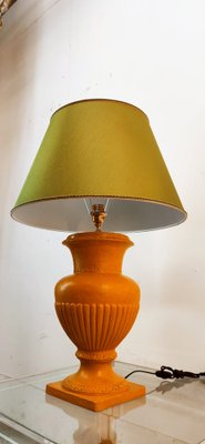 Gold Yellow Ceramic Table Lamp with Green Lampshade-QLH-1768780