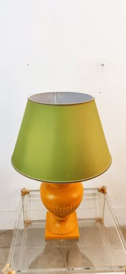 Gold Yellow Ceramic Table Lamp with Green Lampshade-QLH-1768780