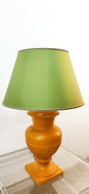 Gold Yellow Ceramic Table Lamp with Green Lampshade-QLH-1768780