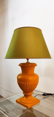 Gold Yellow Ceramic Table Lamp with Green Lampshade-QLH-1768780