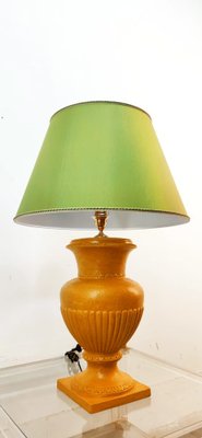 Gold Yellow Ceramic Table Lamp with Green Lampshade-QLH-1768780