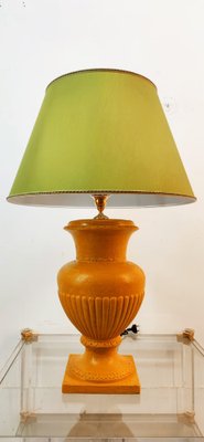 Gold Yellow Ceramic Table Lamp with Green Lampshade-QLH-1768780