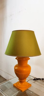 Gold Yellow Ceramic Table Lamp with Green Lampshade-QLH-1768780