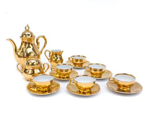 Golden 6-Person Tea Service, Set of 15-FSD-1311901