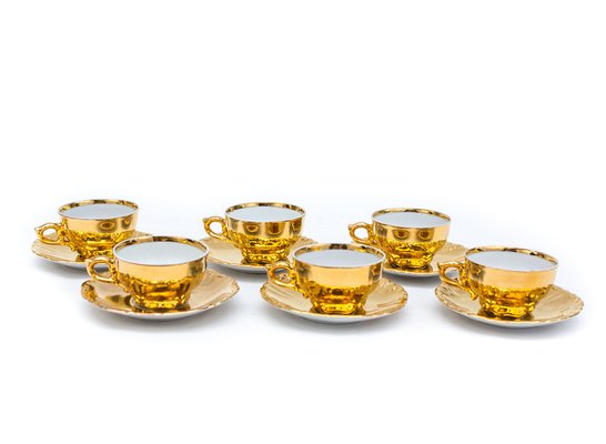 Golden 6-Person Tea Service, Set of 15-FSD-1311901