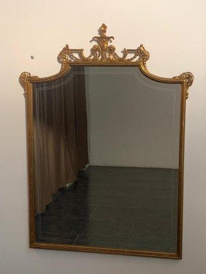 Golden Back Mirror with Parallel Lines, 1950s-IJR-1410927