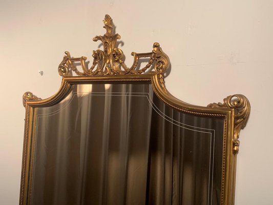 Golden Back Mirror with Parallel Lines, 1950s-IJR-1410927