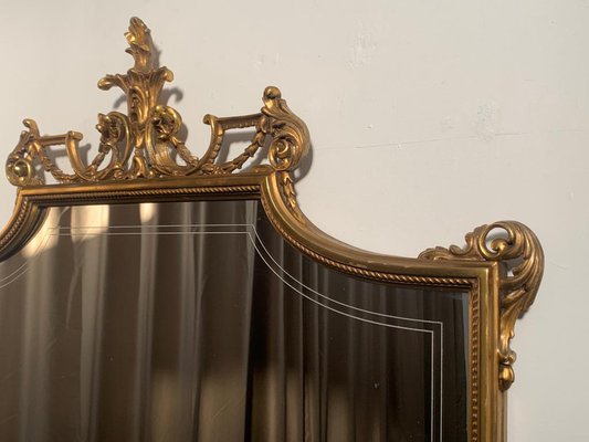 Golden Back Mirror with Parallel Lines, 1950s-IJR-1410927