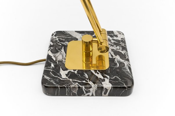 Golden Bankers Table Lamp on Marble Foot, 1960s-KQB-1767420