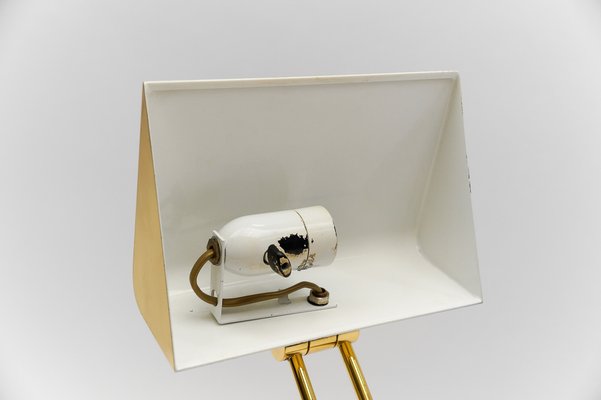 Golden Bankers Table Lamp on Marble Foot, 1960s-KQB-1767420