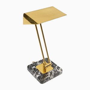 Golden Bankers Table Lamp on Marble Foot, 1960s-KQB-1767420