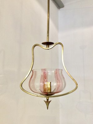 Golden Brass and Glass Chandeliers by Gio Ponti, Italian, 1930s, Set of 2-QZG-1409464