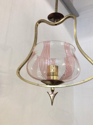 Golden Brass and Glass Chandeliers by Gio Ponti, Italian, 1930s, Set of 2-QZG-1409464