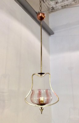 Golden Brass and Glass Chandeliers by Gio Ponti, Italian, 1930s, Set of 2-QZG-1409464