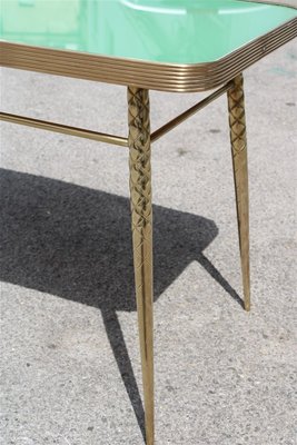 Golden Brass and Green Glass Top Coffee Table, 1950s-EH-727324