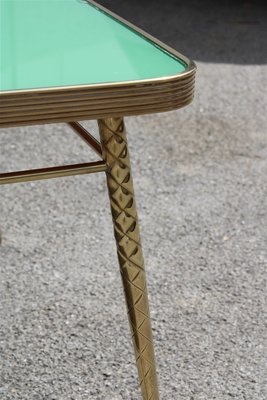 Golden Brass and Green Glass Top Coffee Table, 1950s-EH-727324