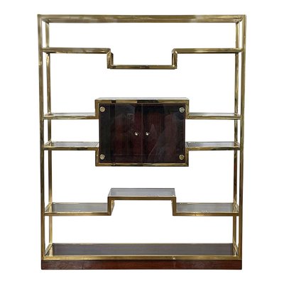 Golden Brass & Makassar Bookcase with Showcase, 1990s-BEW-1773350