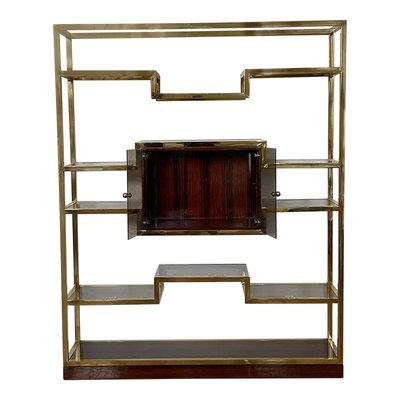 Golden Brass & Makassar Bookcase with Showcase, 1990s-BEW-1773350