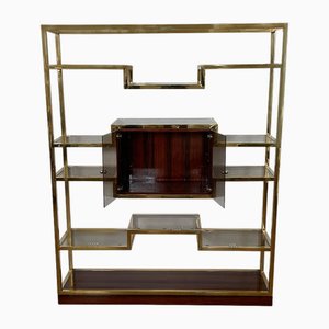 Golden Brass & Makassar Bookcase with Showcase, 1990s-BEW-1773350