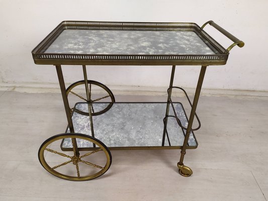 Golden Brass Serving Cart, 1950s-EAD-1816191