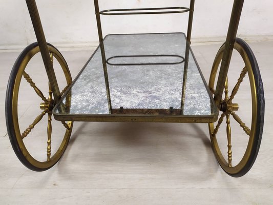 Golden Brass Serving Cart, 1950s-EAD-1816191