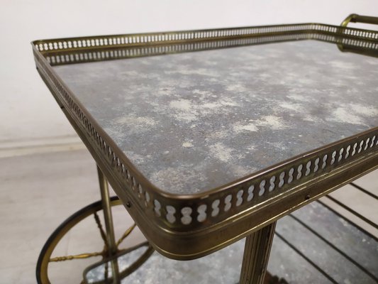 Golden Brass Serving Cart, 1950s-EAD-1816191