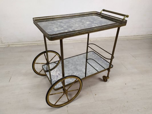 Golden Brass Serving Cart, 1950s-EAD-1816191