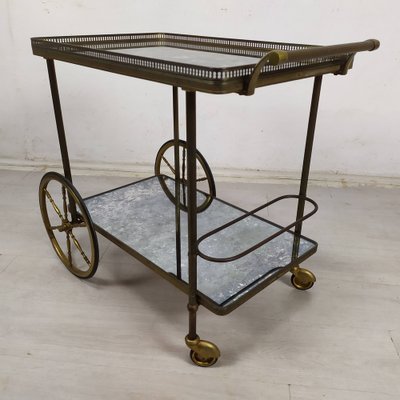 Golden Brass Serving Cart, 1950s-EAD-1816191