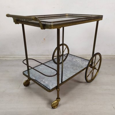 Golden Brass Serving Cart, 1950s-EAD-1816191