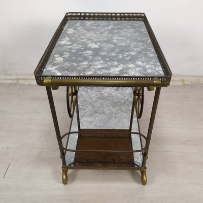 Golden Brass Serving Cart, 1950s-EAD-1816191