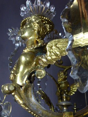 Golden Bronze Chandelier With Winged Sphinxes-WSV-711091