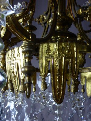 Golden Bronze Chandelier With Winged Sphinxes-WSV-711091