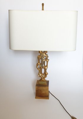 Golden Bronze Table Lamp by Papineau, 1970s-ADN-1239050