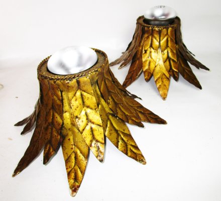 Golden Ceiling Lamps, 1950s, Set of 2-ZVO-568318